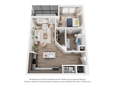 Floor plan for 1 bed, 1 bath, 816 sqft